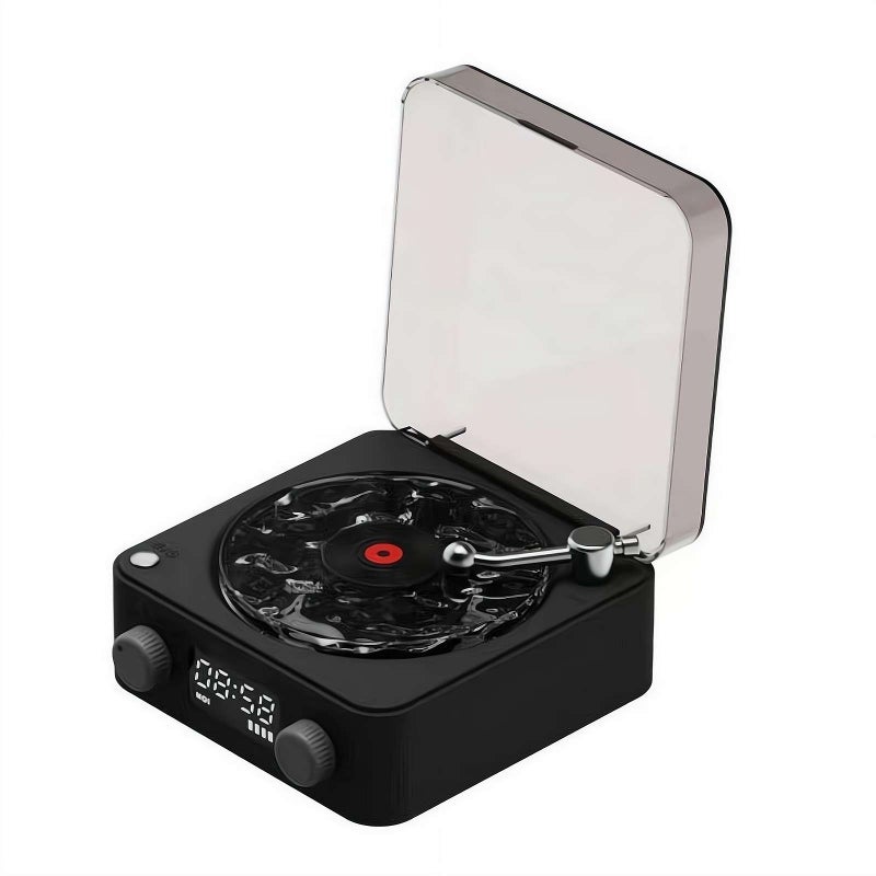 Waves Vinyl Bluetooth Speaker,Vintage Record Model Players with Adjustable Ambient Lights,Rechargeable Music Player with 4 Modes,Small Record Player for Bedroom Office,Christmas Birthday Gifts - Image 1